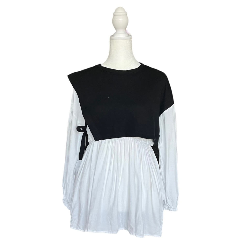 Babydoll Shirt Black and White Size S/M